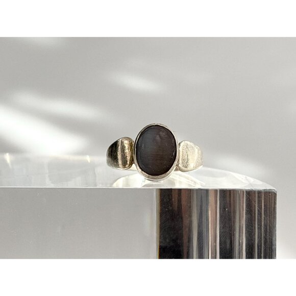 Moonstone Accented Modernist Minimalist 925 Sterling Silver Vintage Ring - sz 6 - Picture 10 of 11